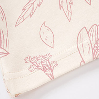 Elegant Floral Cotton Round-neck Pajama Set - image 7