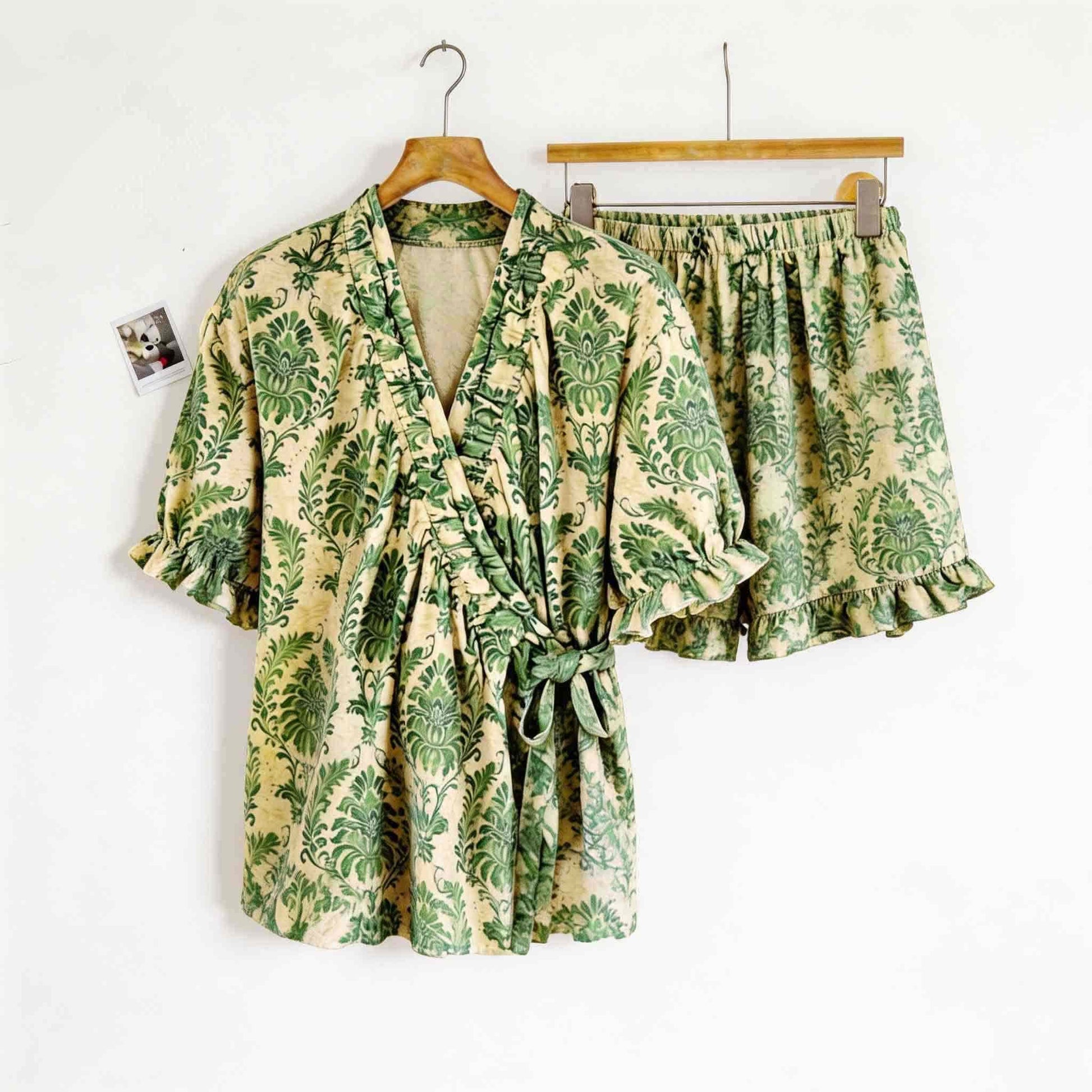 Refresh Green Floral Ruffle Sleeve Pajamas - image 4