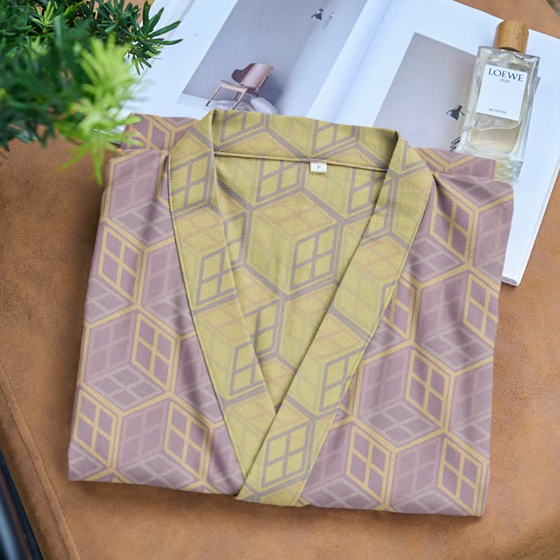 Geometric Hexagon Cotton Double Gauze Robe - image 3