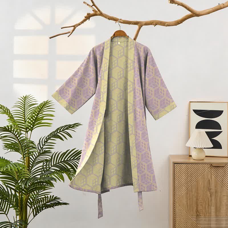 Geometric Hexagon Cotton Double Gauze Robe - image 1
