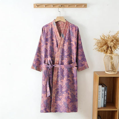 Serene Style Botanical Lavender Cotton Double Gauze Robe - image 3