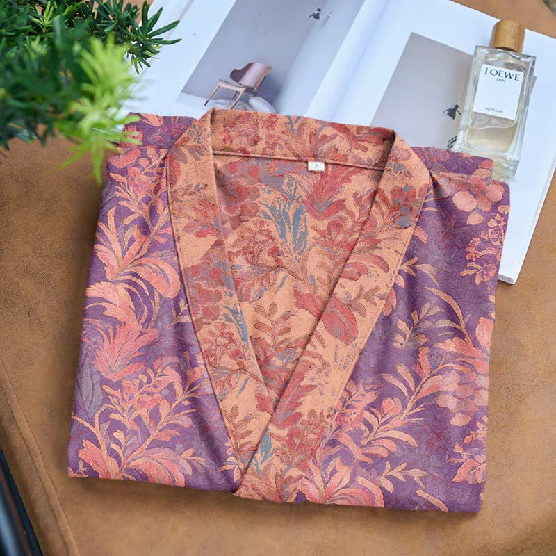 Serene Style Botanical Lavender Cotton Double Gauze Robe - image 4