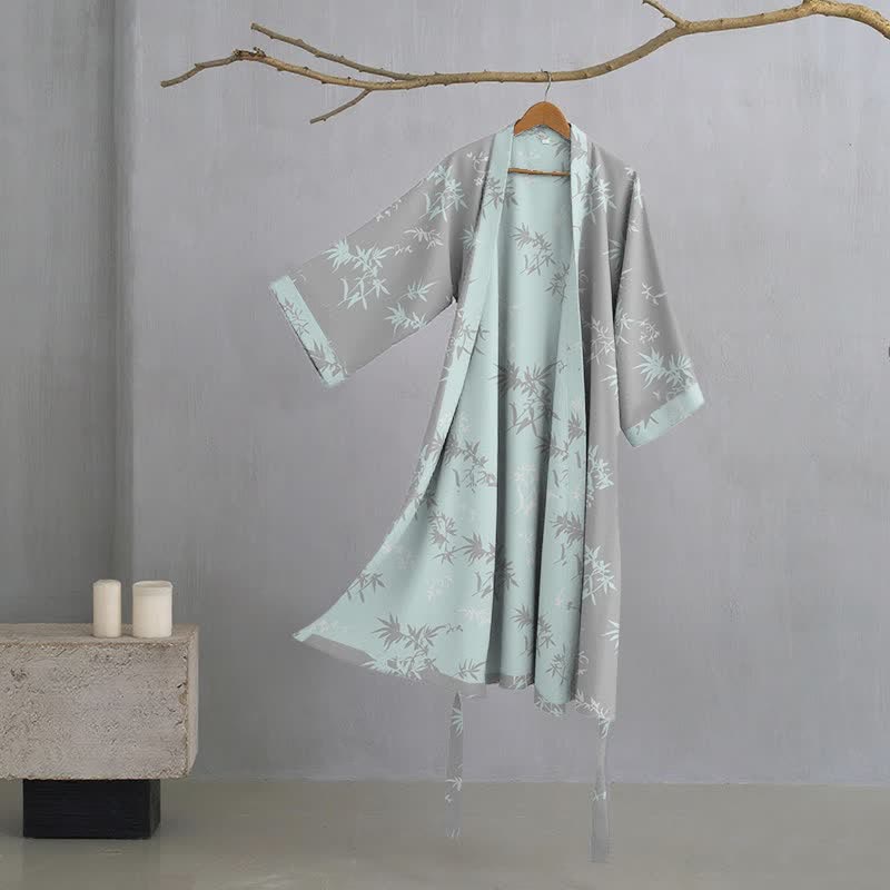 Elegant Bamboo Cotton Double Gauze Robe - Gray - XL - image 0