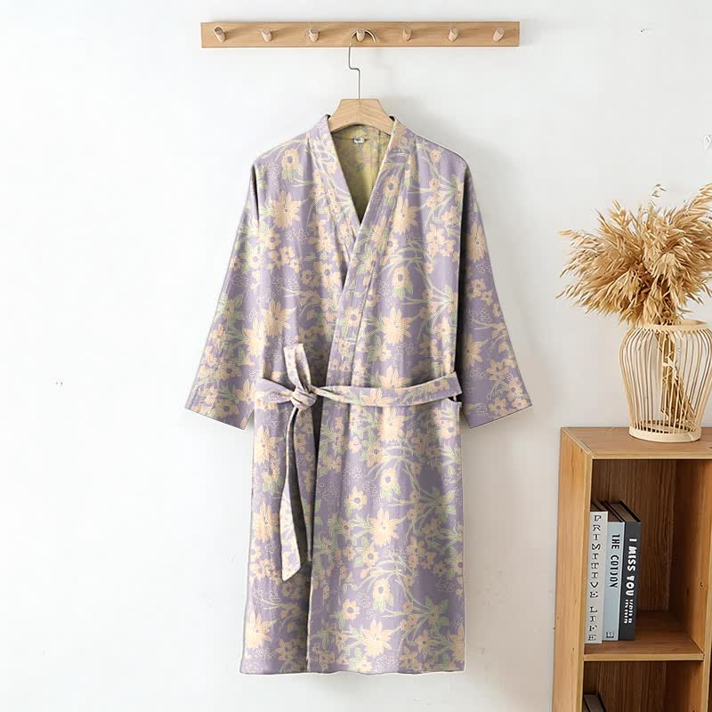 Vintage Rustic Floral Cotton Jacquard Robe - image 16
