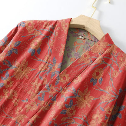 Vintage Rustic Floral Cotton Jacquard Robe - image 4