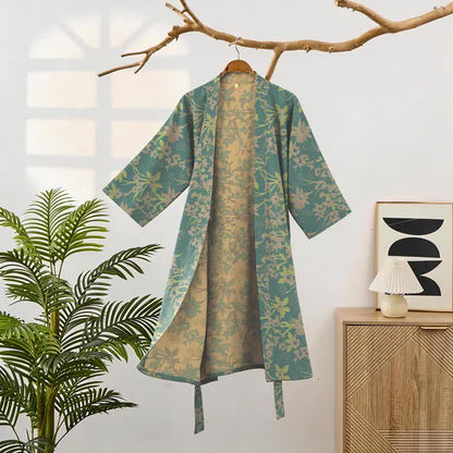 Vintage Rustic Floral Cotton Jacquard Robe - image 8