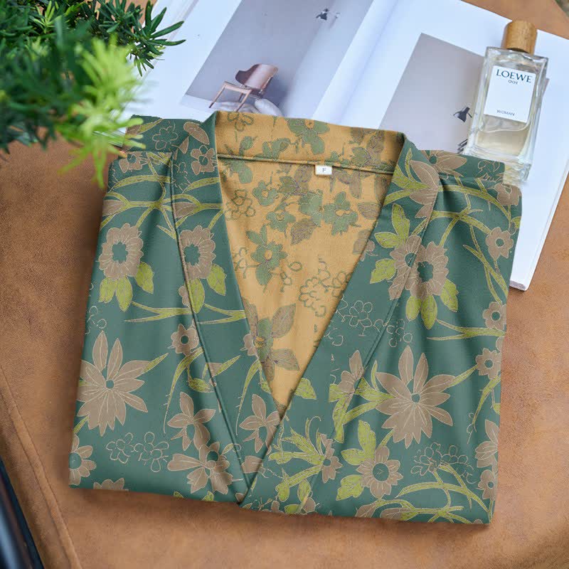 Vintage Rustic Floral Cotton Jacquard Robe - image 10