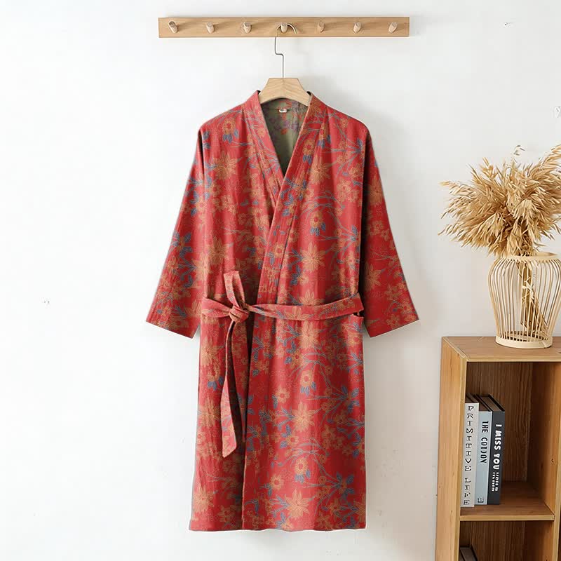 Vintage Rustic Floral Cotton Jacquard Robe - image 2