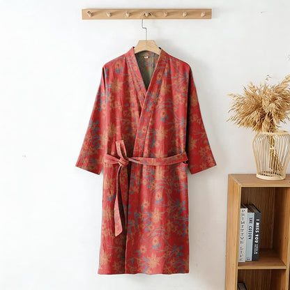 Vintage Rustic Floral Cotton Jacquard Robe - image 2