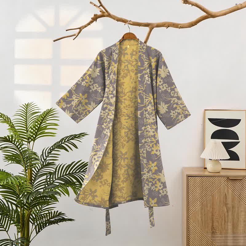 Vintage Rustic Floral Cotton Jacquard Robe - image 22