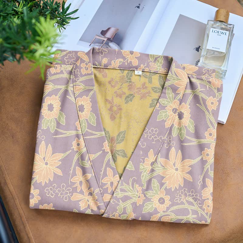 Vintage Rustic Floral Cotton Jacquard Robe - image 17