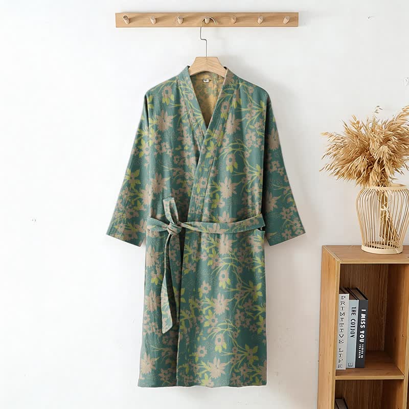 Vintage Rustic Floral Cotton Jacquard Robe - image 9