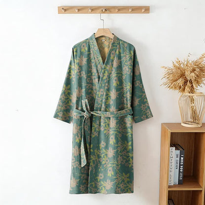 Vintage Rustic Floral Cotton Jacquard Robe - image 9