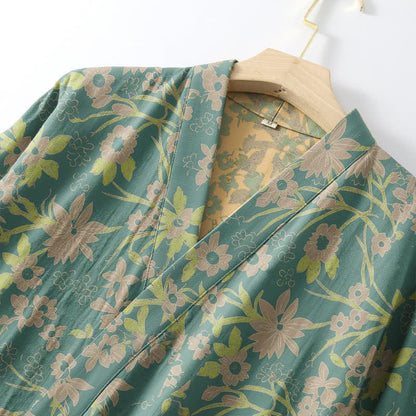Vintage Rustic Floral Cotton Jacquard Robe - image 11