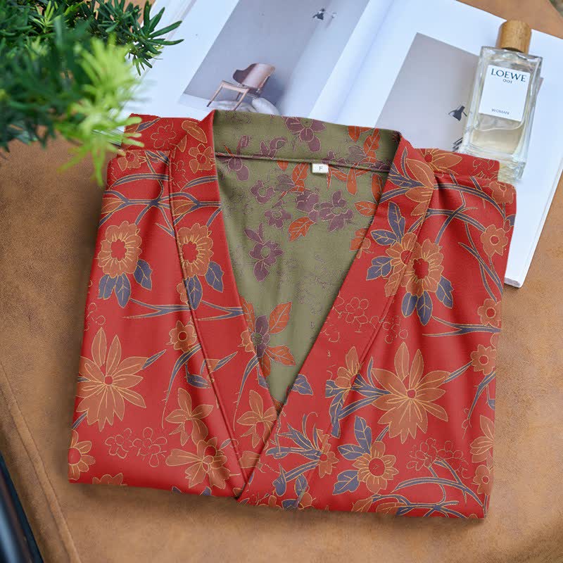 Vintage Rustic Floral Cotton Jacquard Robe - image 3