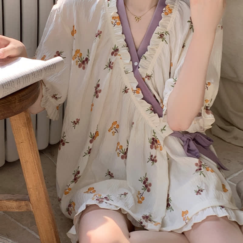 Rustic Berry Ruffle Sleeve Pajama Set - image 3