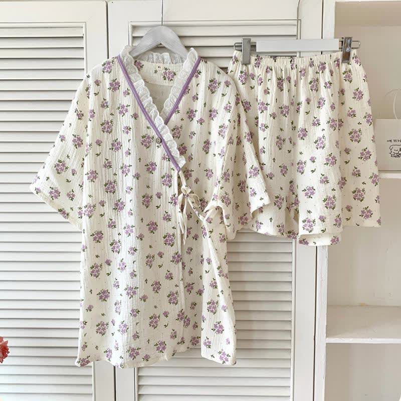Refresh Floral Kimono Cotton Pajama Set - image 0