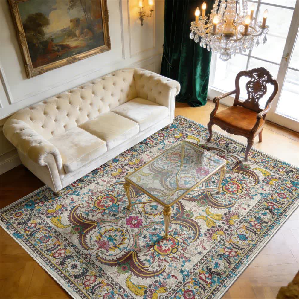 Vintage Persian Bohemian Floor Mat - 95" x 119" - image 0