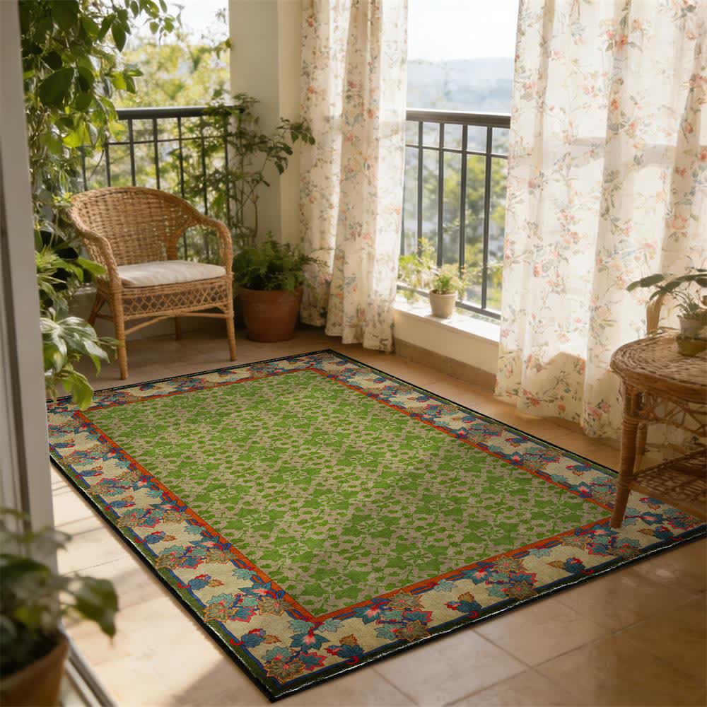 Rustic Country Botanical Non-Slip Area Rug - 95" x 119" - image 0