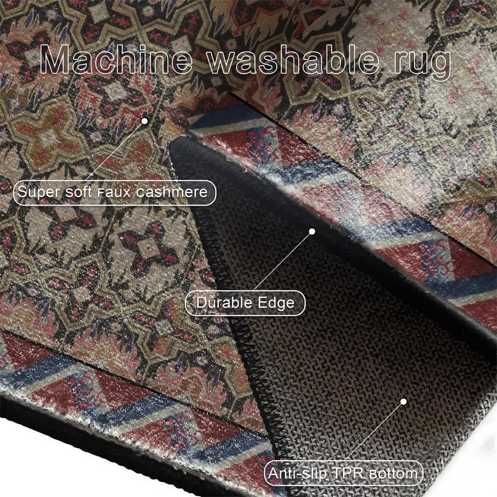 Vintage Persian Geometric Non-Slip Area Rug - image 6