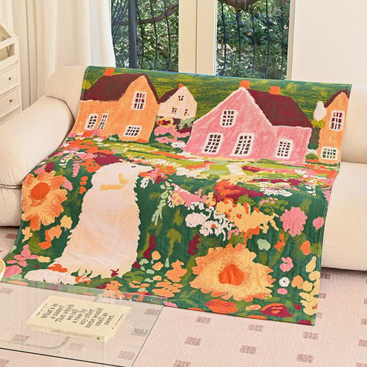 Charming Spring Village Cotton Blanket - 59" W × 78"L - image 0