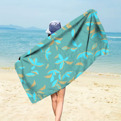 Artistic Botanical Leaf Beach Towel - Dark Green - 59" x 27" - image 5
