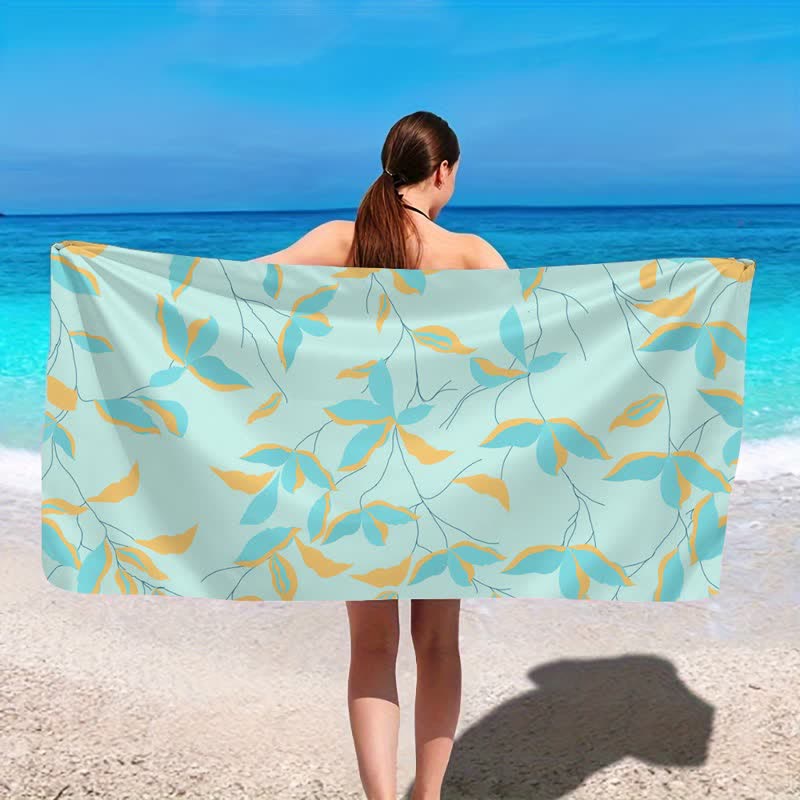 Artistic Botanical Leaf Beach Towel - image 2