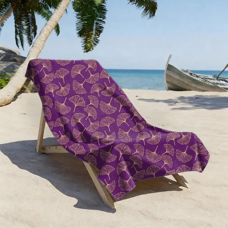 Line Art Ginkgo Leaf Beach Towel - image 13