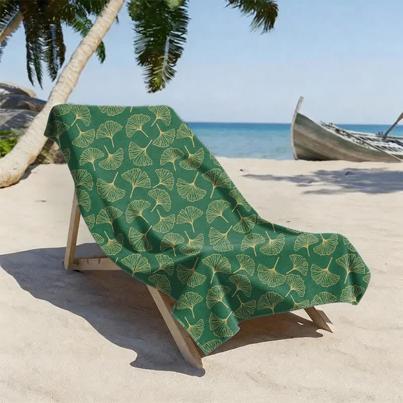 Line Art Ginkgo Leaf Beach Towel - image 9