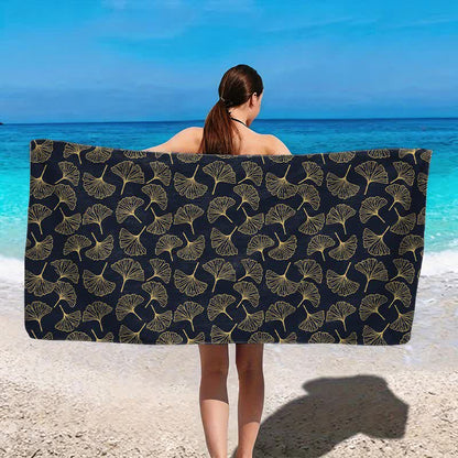Line Art Ginkgo Leaf Beach Towel - image 6