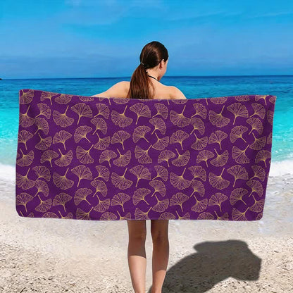 Line Art Ginkgo Leaf Beach Towel - image 14
