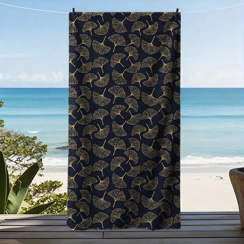 Line Art Ginkgo Leaf Beach Towel - image 7