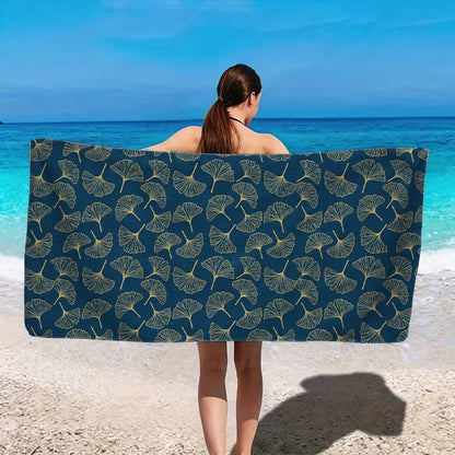 Line Art Ginkgo Leaf Beach Towel - image 2