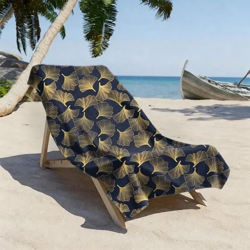 Artistic Line Art Ginkgo Beach Towel - image 9
