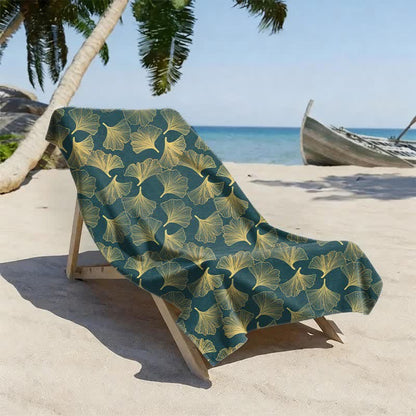 Artistic Line Art Ginkgo Beach Towel - image 13