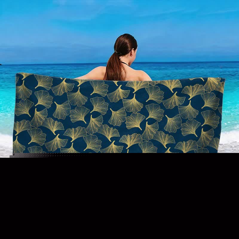 Artistic Line Art Ginkgo Beach Towel - image 2