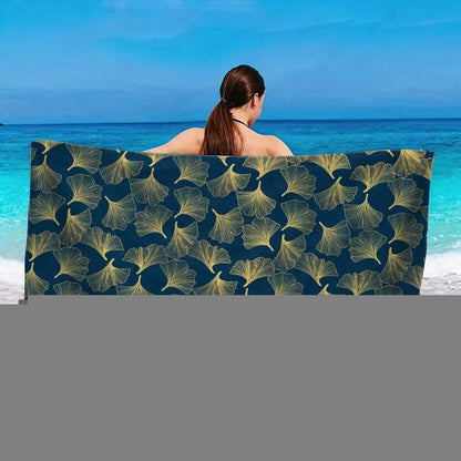 Artistic Line Art Ginkgo Beach Towel - image 2