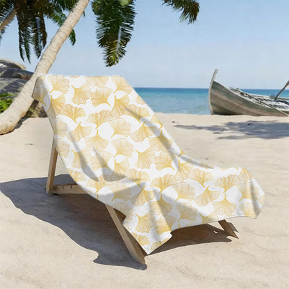 Artistic Line Art Ginkgo Beach Towel - image 5