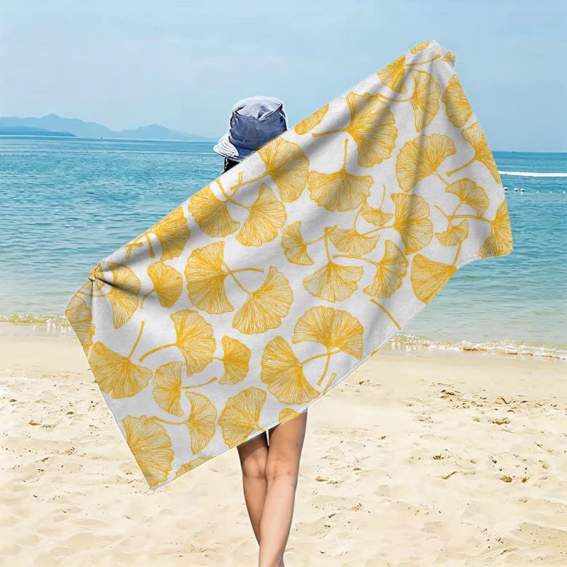Rustic Ginkgo Biloba Beach Towel - White - 59" x 27" - image 0