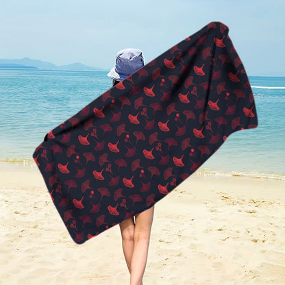 Botanical Ginkgo Leaf Beach Towel - Black - 59" x 27" - image 4