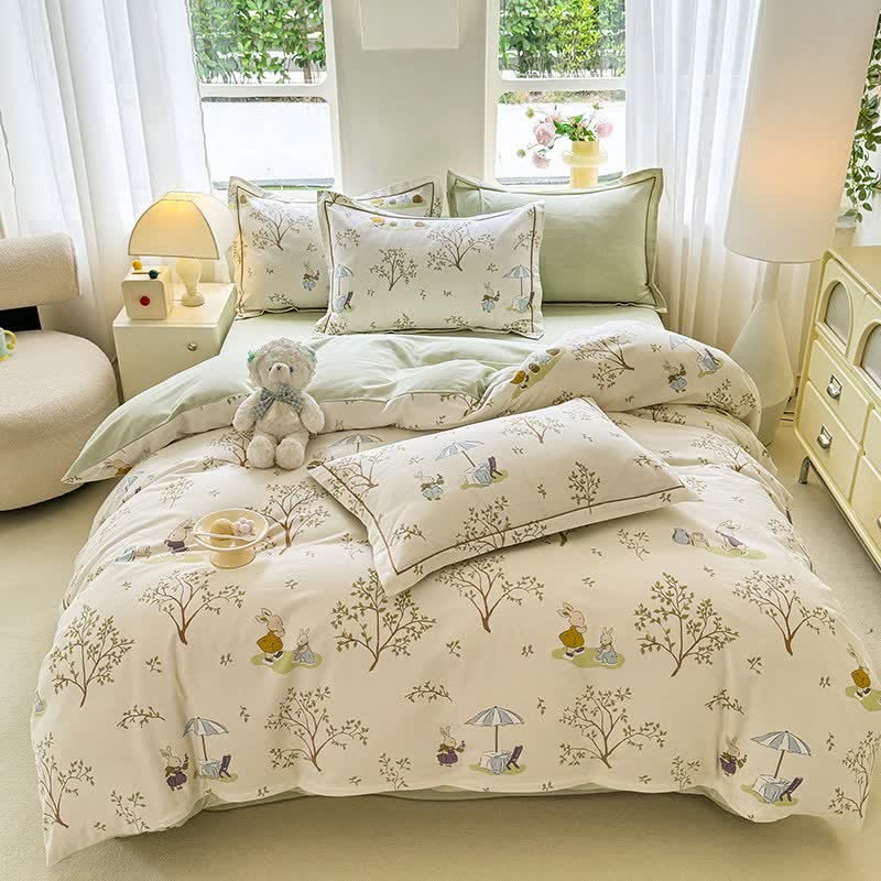 Bunny & Tree Brushed Cotton Bedding Set - image 1