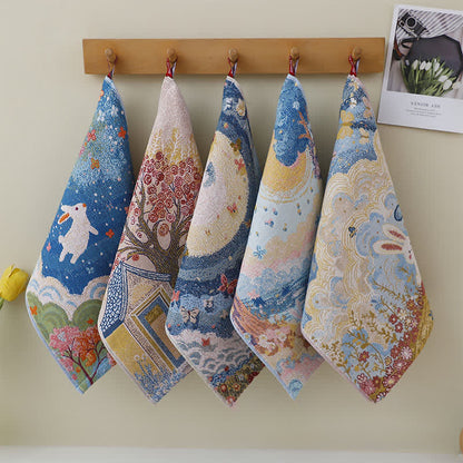 Cute Bunny Cotton Gauze Kitchen Towel - Multicolor - 5PCS - 13.39 " x 15.75" - image 3