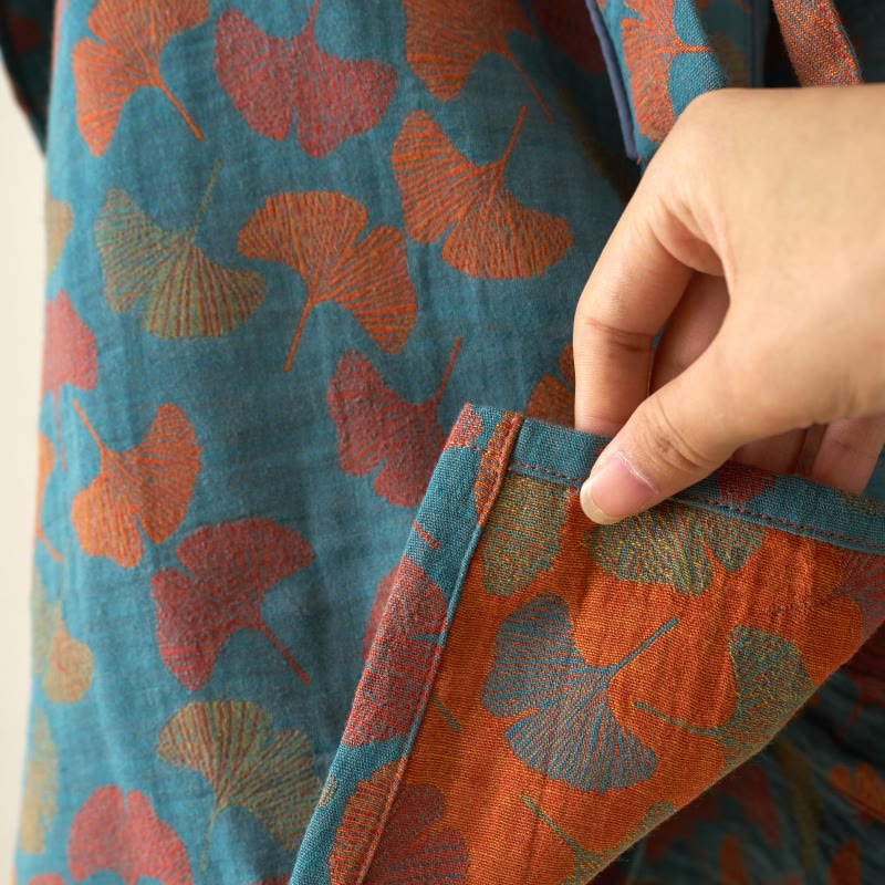 Ownkoti Ginkgo Leaf Cotton Kimono Loungewear Set - image 8