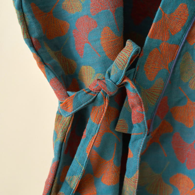 Ownkoti Ginkgo Leaf Cotton Kimono Loungewear Set - image 5