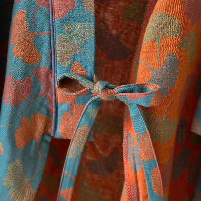 Ownkoti Ginkgo Leaf Cotton Kimono Loungewear Set - image 7