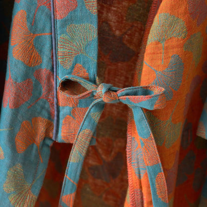 Ownkoti Ginkgo Leaf Cotton Kimono Loungewear Set - image 7