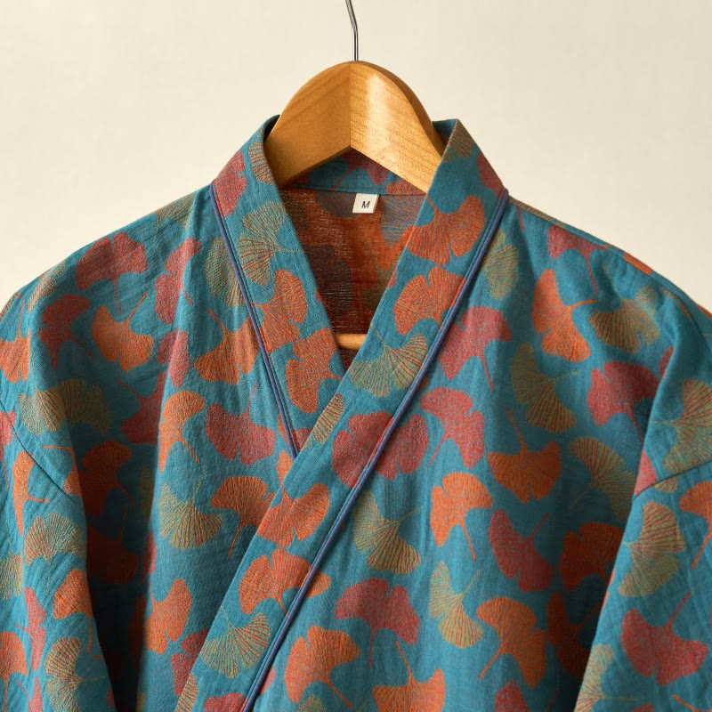 Ownkoti Ginkgo Leaf Cotton Kimono Loungewear Set - image 3