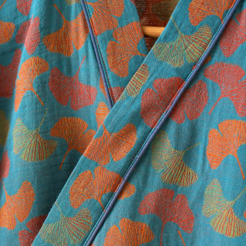Ownkoti Ginkgo Leaf Cotton Kimono Loungewear Set - image 4
