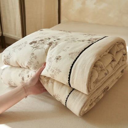 Elegant Soft Floral Cotton Linen Quilt - image 7