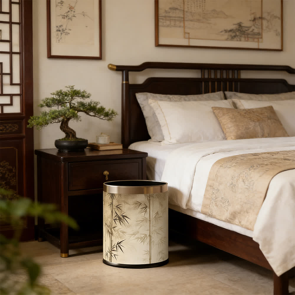Oriental Bamboo Shadow Decorative Trash Can - image 9